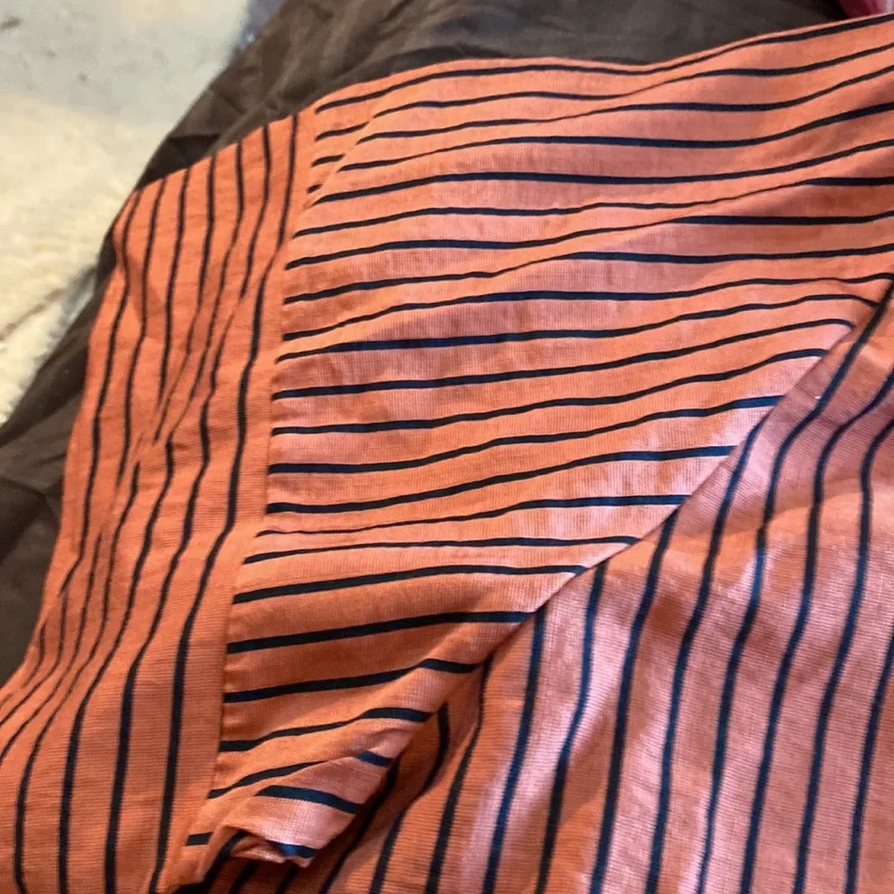 New Romanissa Brown & Black Stripe Short-Sleeve Notch Neck Top size 24-26 - Picture 10 of 11